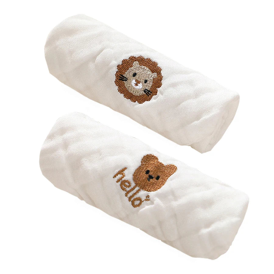 2/3/5pcs Baby Towels Toddler Soft Washcloth Burp Cloth 6 Layer Cotton Embroidery Hand Face Wipes Newborn Bib Kids Handkerchief