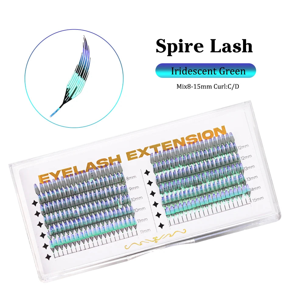 New Dual Sided Colorful Shiny Comic Spire Eyelash Extension Tinsel Anime Premade Fans Feather Shape Lashes For Christmas Cosplay