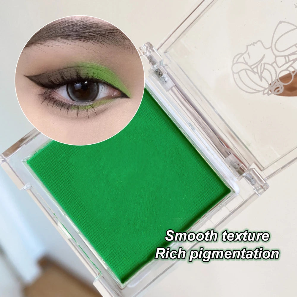 Matte Single Color Eyeshadow Palette, High Pigment Long Lasting Waterproof Eye Shadow Powder, Neon Green Shade Daily Party Eye