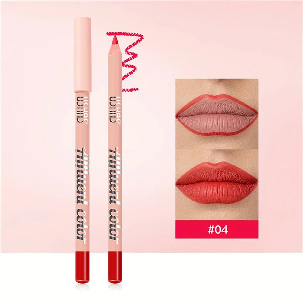 Fine Slim Lip Pencil Waterproof Easy To Color Matte Pink Purple Long-lasting Waterproof Non Stick Cup Pigment Sexy Lip Cosmetics