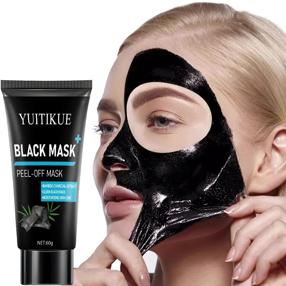 Black Peel Off Mask 60g - Bamboo Charcoal Extract, Cleans Blackheads & Moisturizes, for Smooth Radiant Skin