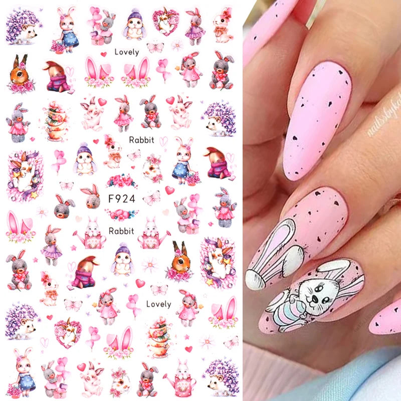 1PCS Black White Love Nail Stickers Letter Nail Design Flower Print Supplies Nail Art Decals Suitable For Women's Manicure