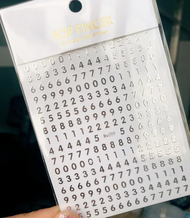 Numbers Decals Roman 26 English Alphabet 3D Self-adhesive Nail Art Decal Sticker Word Small Letter Nail Tattoos Decal Stickers
