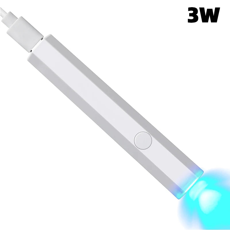 Mini UV LED Nail Dryers 3W Portable Quick Nail Drying Lamp USB Rechargeable Mini Flashlight Pen For Nail Gel Curing Salon Tools