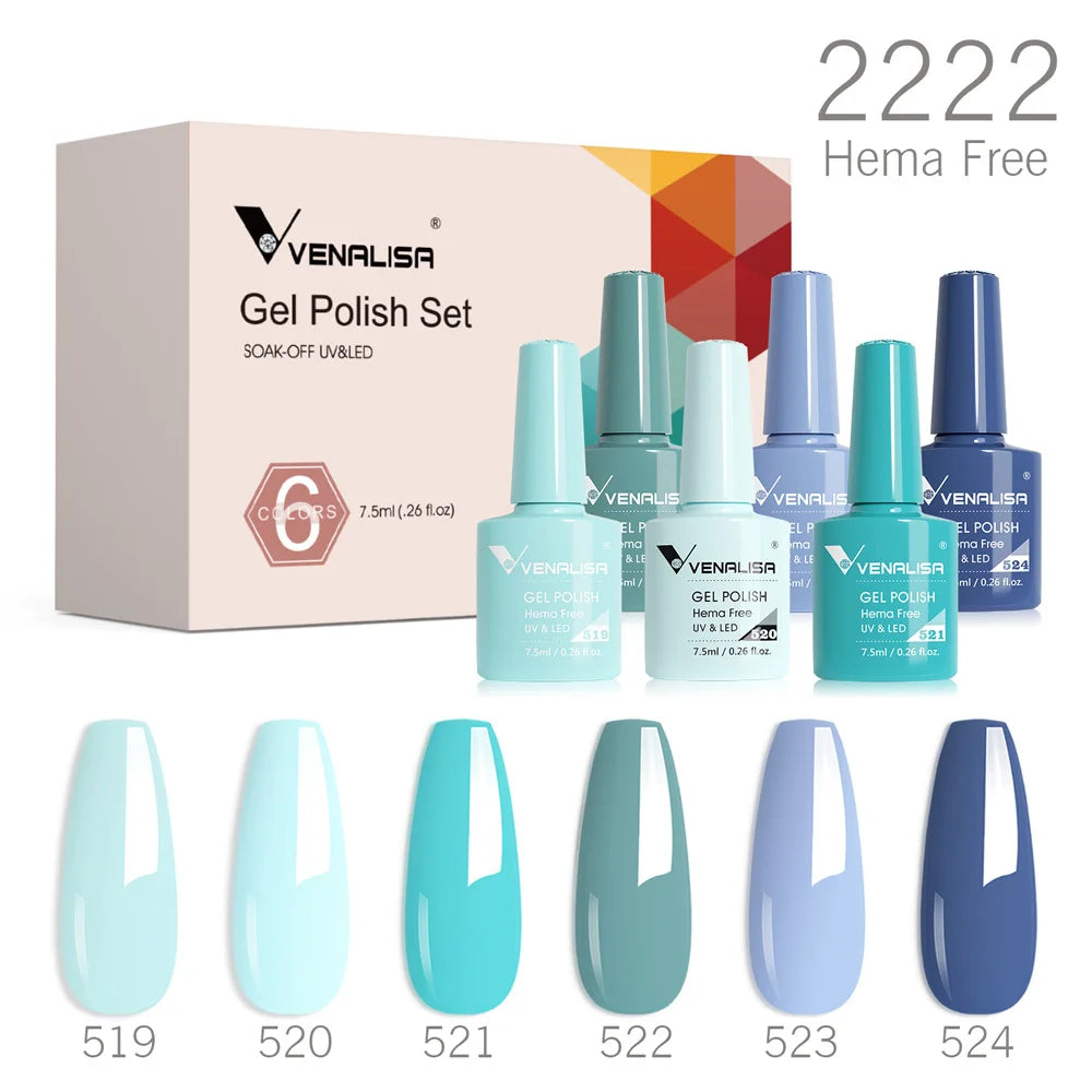 6pcs Venalisa Construction Gel Kit Stronger Jelly Color Reinforce Natural Nail Varnish Rubber Base Color Series Nude Collection
