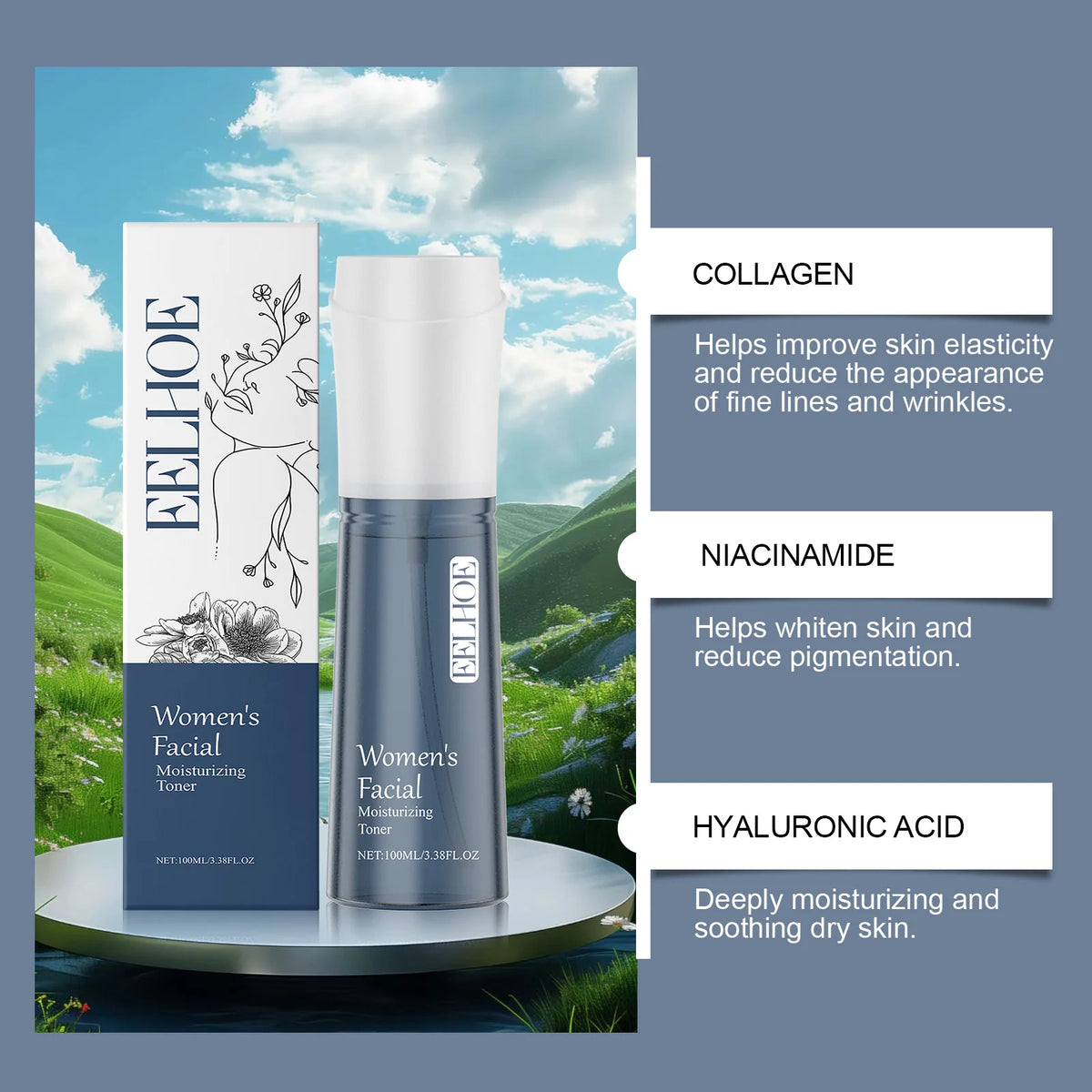 Nicotinamide Toner Brightening Antioxidant Firming Skin Improve Facial Skin Condition Hyaluronic Acid Moisturizing Facial Toner