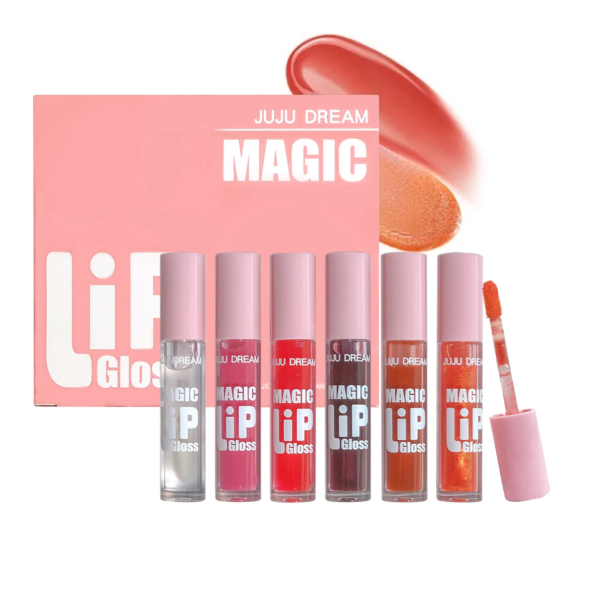 6 pcs Fine Sparkling Lip Gloss Set - Easy to Color, Non-Stick, Non-Fading, Moisturizing & Shiny Lip Gloss Set, a Gift for Ladies
