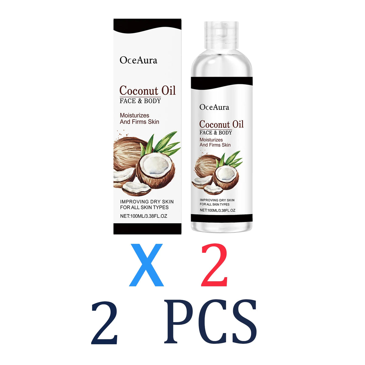 Coconut Oil for Skin & Body 100ml Natural Moisturizing Dry Oil Nourishing & Hydrating Tropical Scent Non Greasy Fast Absorbing