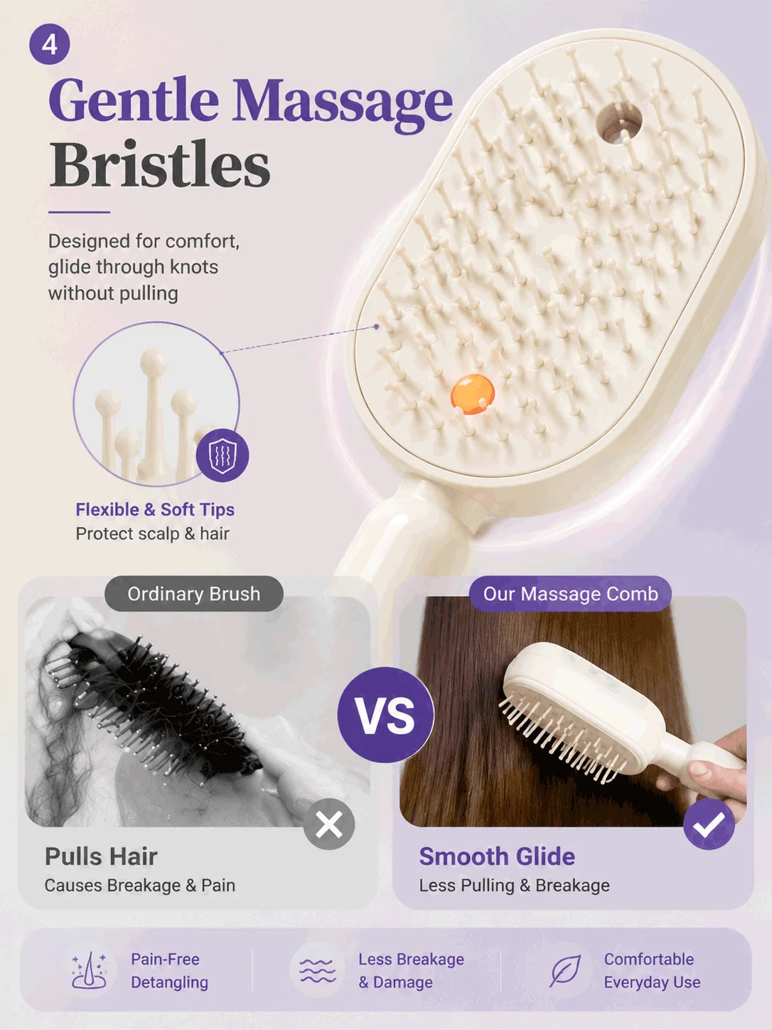 Electric Steam Brush For Hair Detangling Hair Brush Anti Frizz Hair Brush