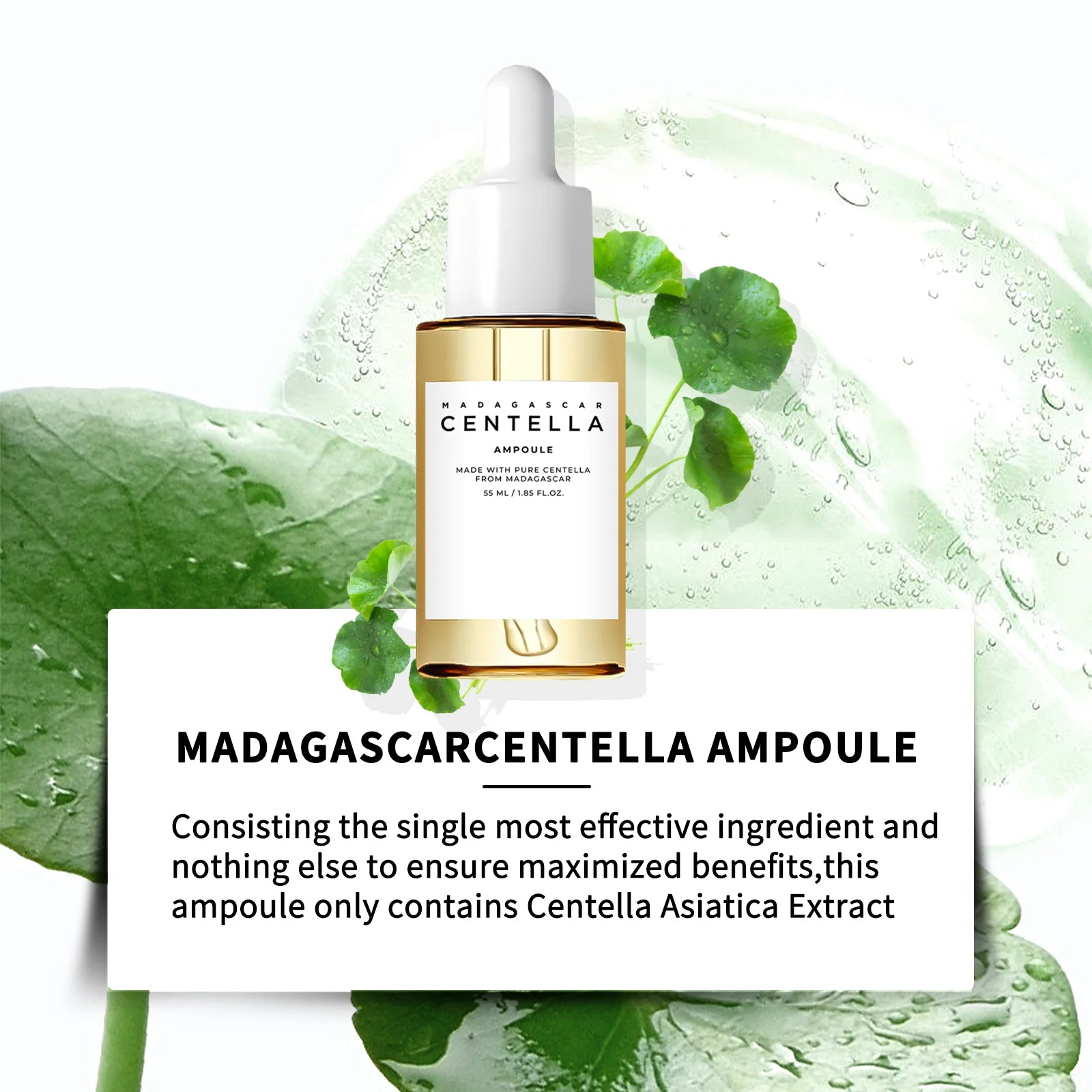 Centella Asiatica Brightening Serum: Calms Irritation, Reduces Breakouts, Balances Sebum & Diminishes Dark Marks for Clear Skin.