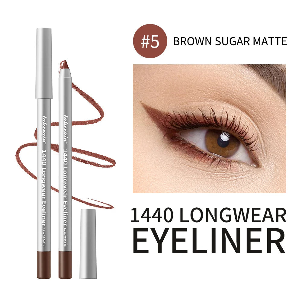 12 Colors Eyeliner Pencil Long-lasting Wear Waterproof Smudge-proof Smooth Precise Application Smokey Eyeliner Pencil Makeup