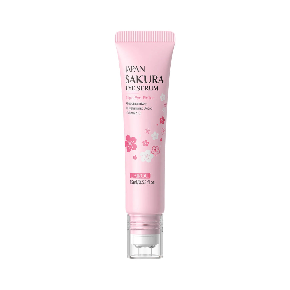 LAIKOU Sakura Anti- Wrinkle Eye Cream With Roller Ball Quick Drying Hydrating Hyaluronic Acid Refreshing Eye Serum 15ml