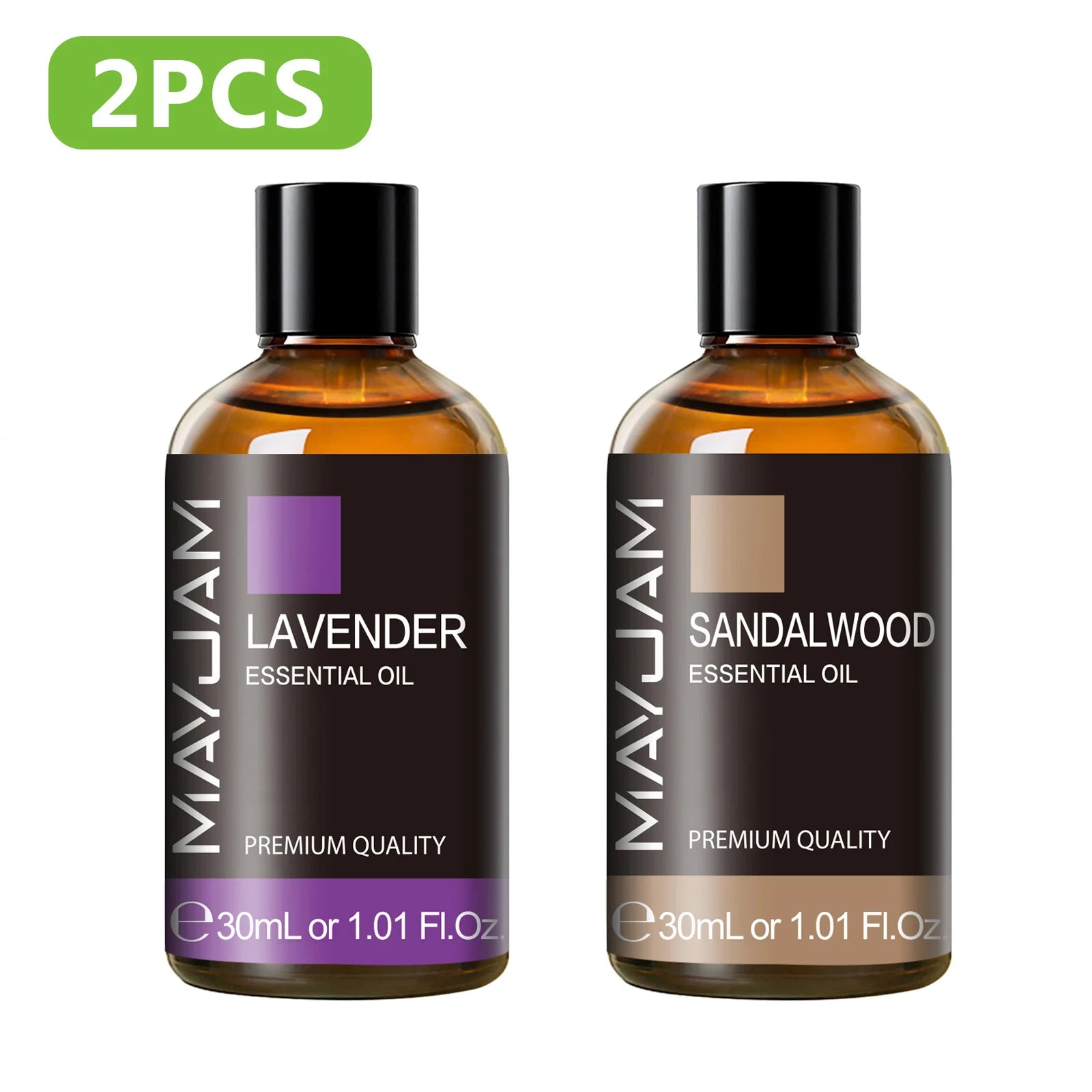 MAYJAM 2 Bottles Essential Oils 30ml Lavender Bergamot Vanilla Peppermint Scents for Diffuser Aromatherapy Candles Soap Making