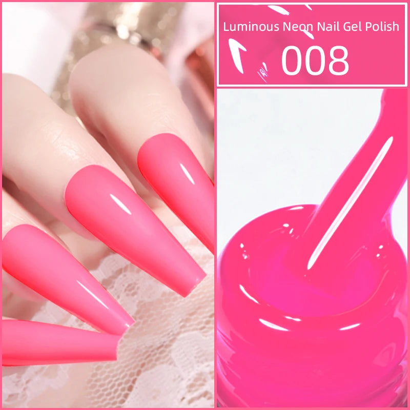 15ml Neon Luminous Gel Nail Gel Polish UV Soak off Lacquer Varnishes Summer Candy Hot Pink Green Yellow Nails Art