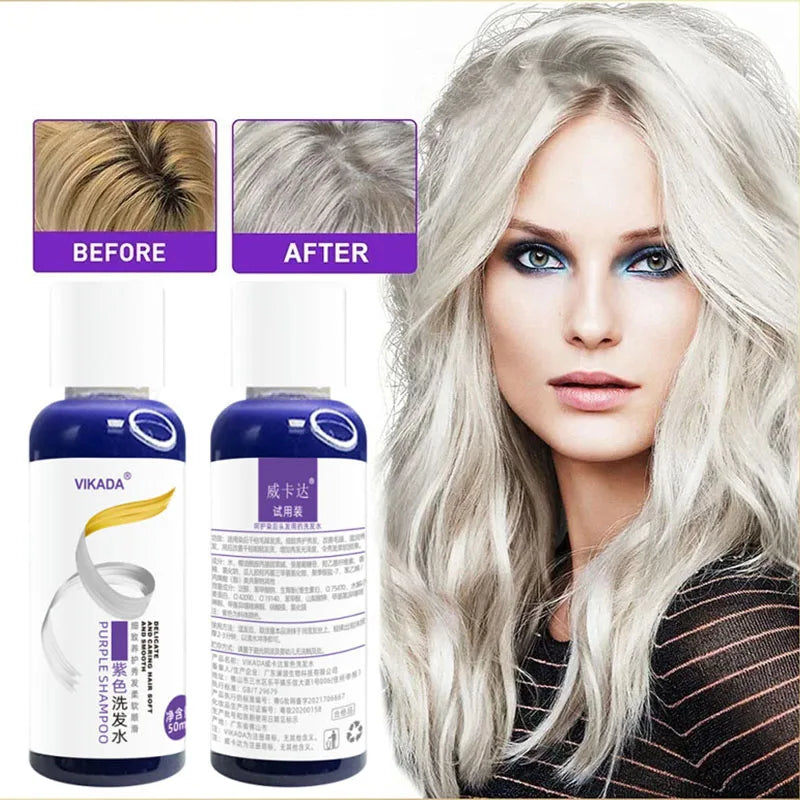 Purple Hair Dye Shampoo for Blonde to Cover Gray Non-irritating Hair Fading Yellow After Bleach Hair Shampoo Gray Hair Remedy