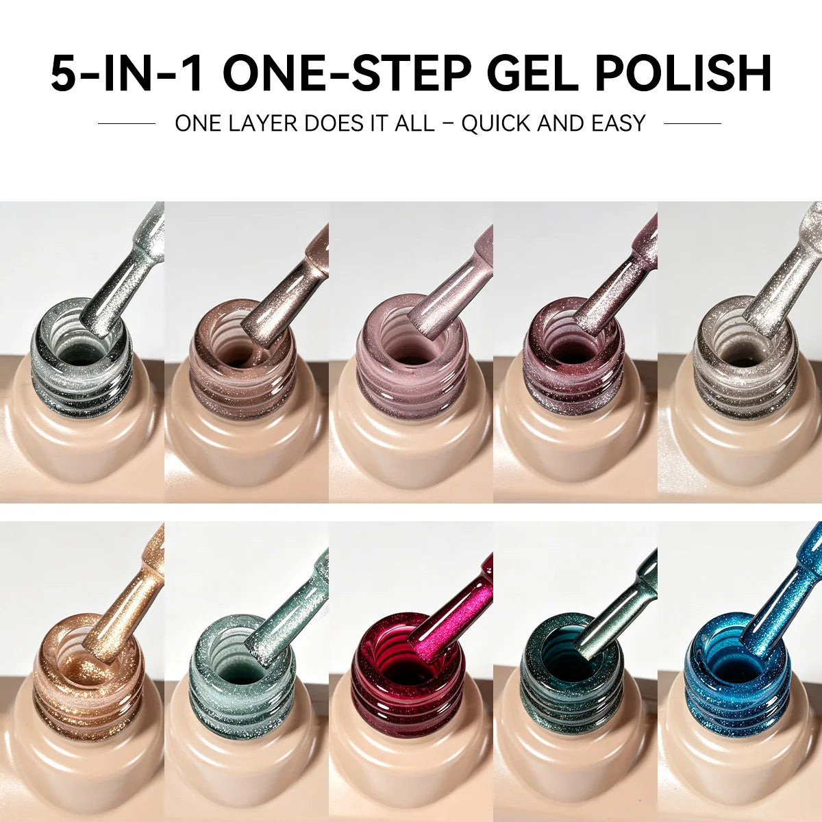 MAYCHAO 5 In 1 Cat Eye Gel Polish Magnetic Cat Nail Gel One-step Gel Polish Nail Art Varnish Multi-use Nail Polish UV LED Gel