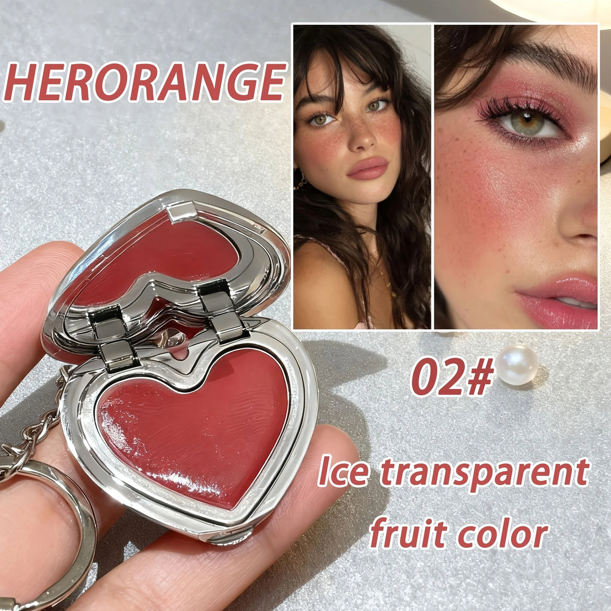 Heart Pendant Blush Cream Waterproof Long Lasting Smooth Texture Natural Makeup Holiday Gift