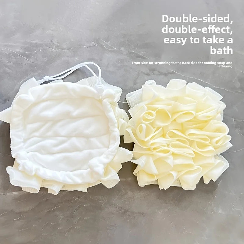 1pc 2-in-1 Bath Sponge and Washcloth Holds Soap No Lint With Hanging Loop Bath Sponge Bathroom Washcloth