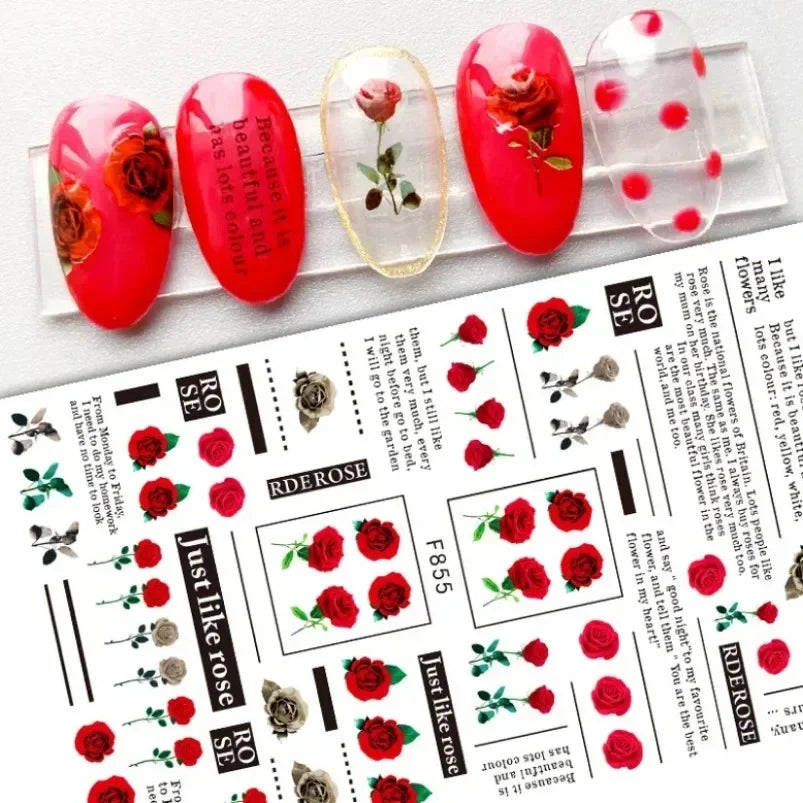 Cherry Blossom 3D Nail Stickers White Flower Petals Nail Art Decals Elegant Wedding Design Spring Sakura Manicure Slider Decor