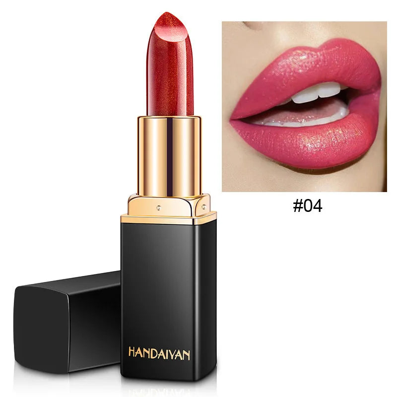 Pearl Changing Metallic Lipstick 9 Colors Long Lasting Shiny Warm Gold Plated Mermaid Maggie Women Lipstick