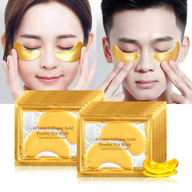 50 Pairs Crystal Gold Eye Patches Anti Dark Circles Remove Eye Bags Moisturizing Golden Collagen Eye Mask Skin Care