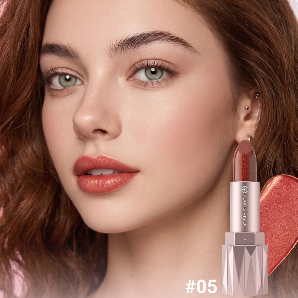 LANGMANNI 10 Colors Slant Mouth Pearlescent Swivel Slant Mouth Design Lipstick Single Pack Lipstick Lasting Color Lip Gloss