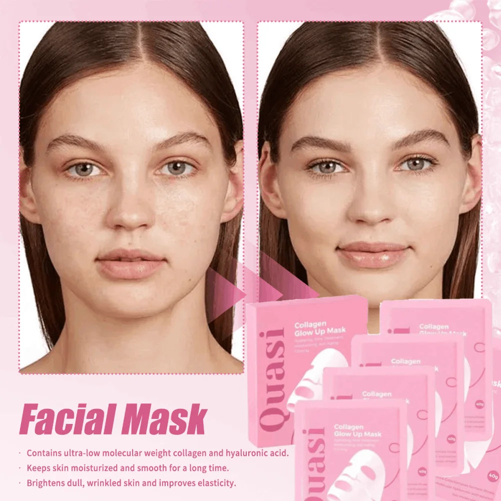 4PCS Quasi-Biological Collagen Hydrating Mask Overnight Brightening Anti-Aging Pore Minimizing Fine Line Reducing Mask Face Care