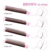 NEW L M Brown 3D Fairy Lashes 3D W Sandwich Hand Woven Premade Fans 3D Spike Clover Lashes Three-Core W Shaped Eyelash Extension