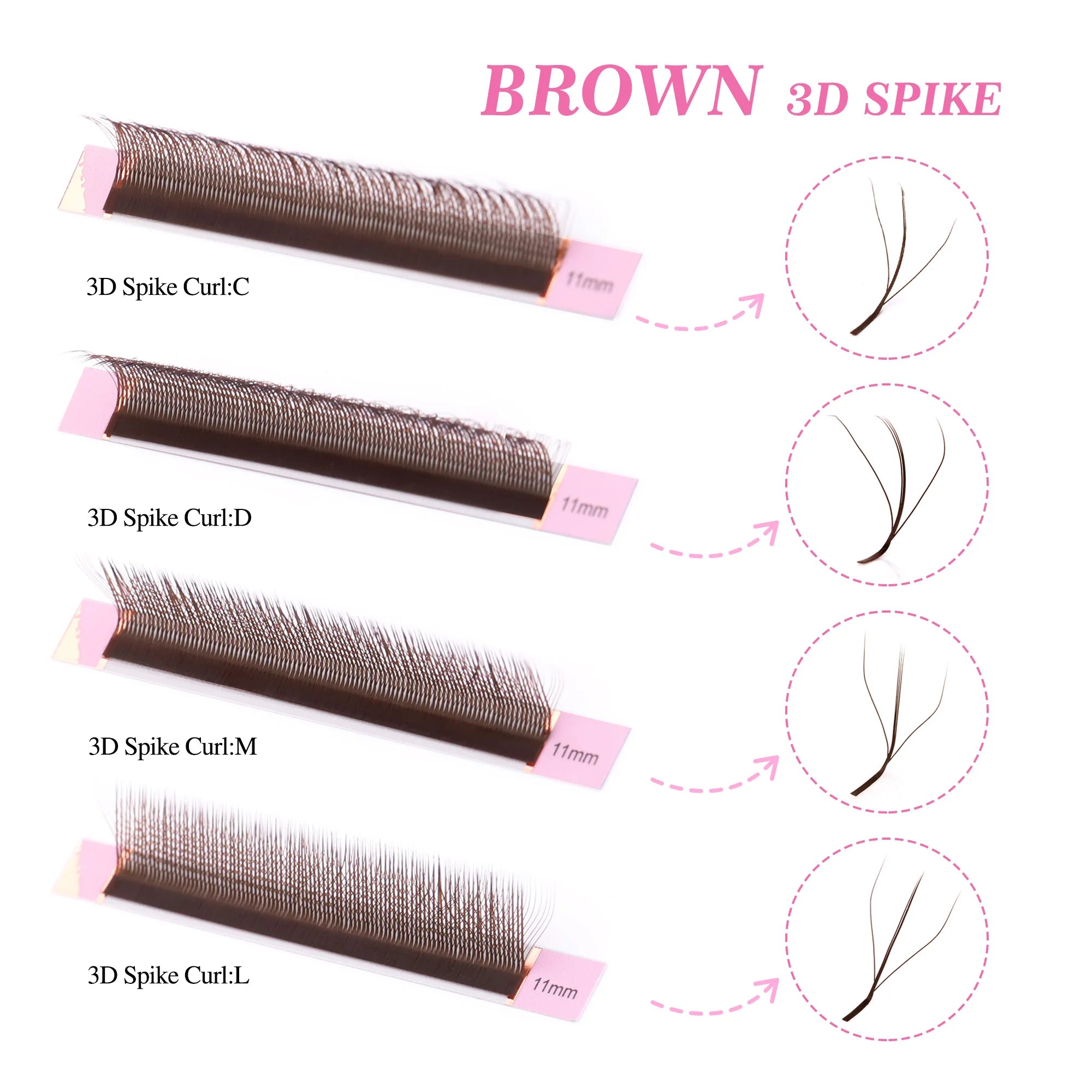 NEW L M Brown 3D Fairy Lashes 3D W Sandwich Hand Woven Premade Fans 3D Spike Clover Lashes Three-Core W Shaped Eyelash Extension