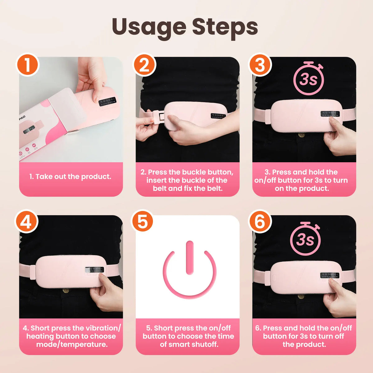 Women Period Heating Belt 4 Modes Menstrual Relief Heating Pad Vibration Massage Belt Reduce Dysmenorrhea Abdominal Warmer Belt
