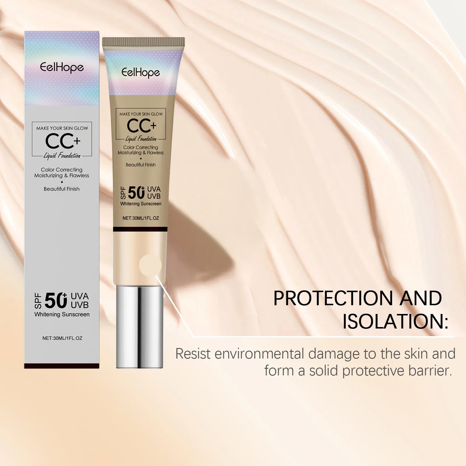 Flawless CC Cream Long Lasting Smoothing Covering Blemishes Ance Breathable Lightweight Moisturizing Brightening 50SPF Sunscreen
