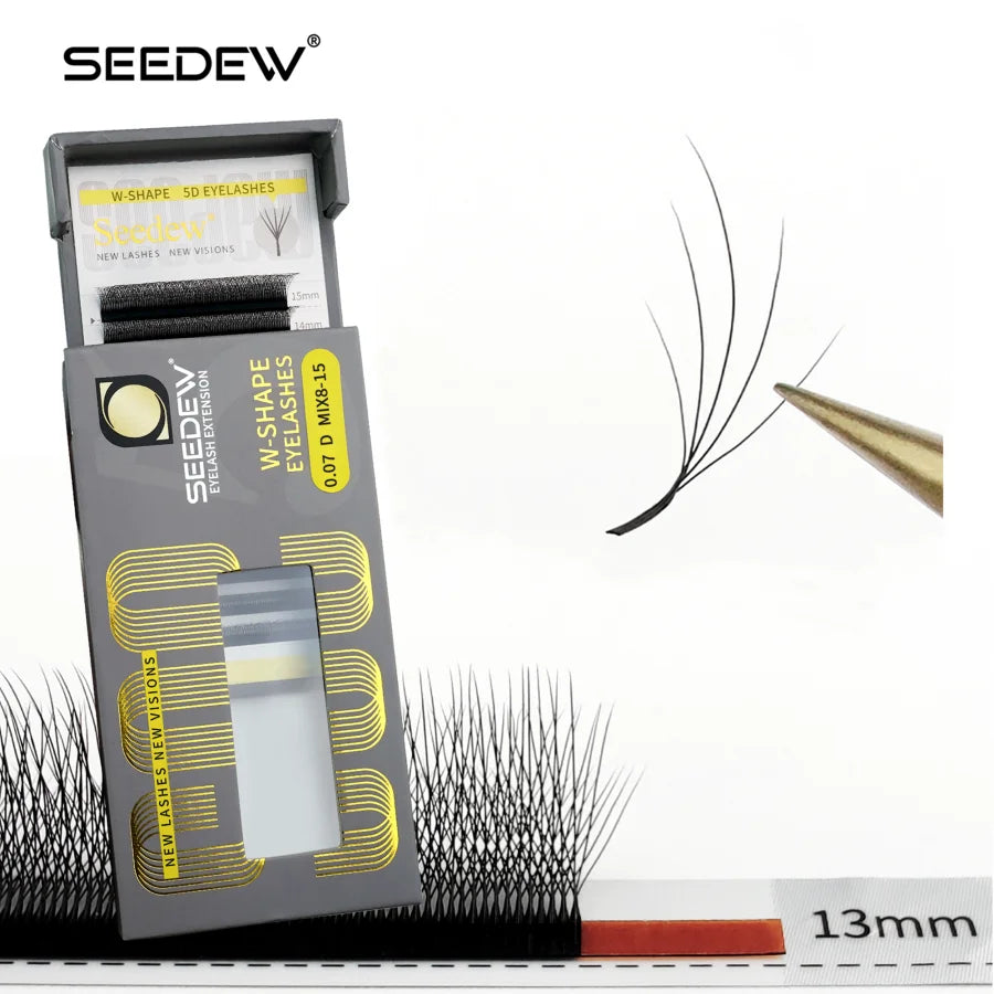 SEEDEW Wispy W Shaped 5D Eyelash Extension Premade Volume Fans False Eyelashes Natural Soft Lashes