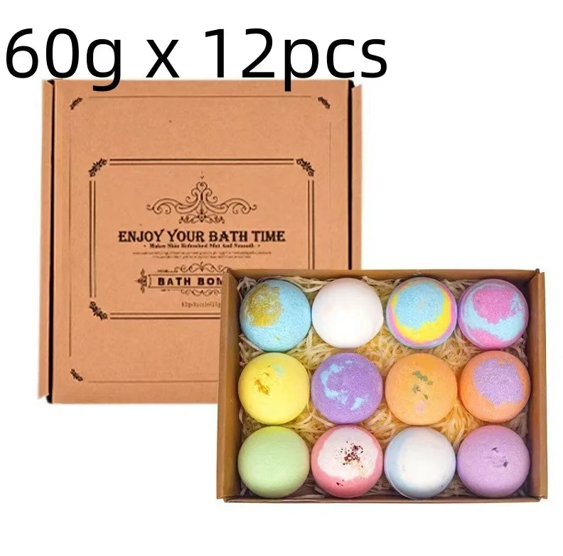 12pcs 20g/60g Bath Set Sea Salt Bath Essential Oils Softening Keratin for Foot Spa Relaxing Gift Box for Women Men