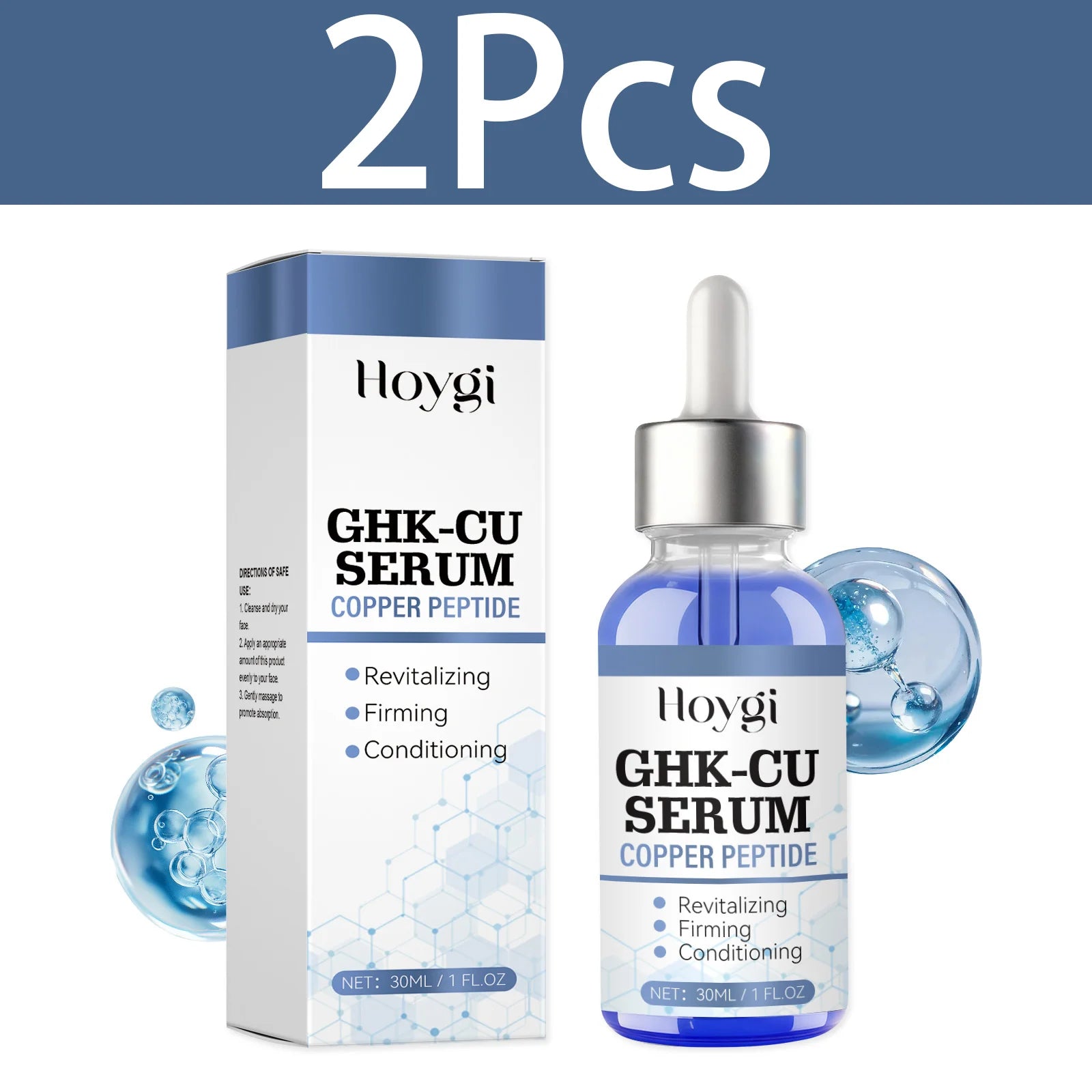 HOYGI Hyaluronic Acid Facial Essence Deep Moisturizing Face Skin Serum Hydrolyzed Collagen Anti Aging Copper Peptide Serum Care
