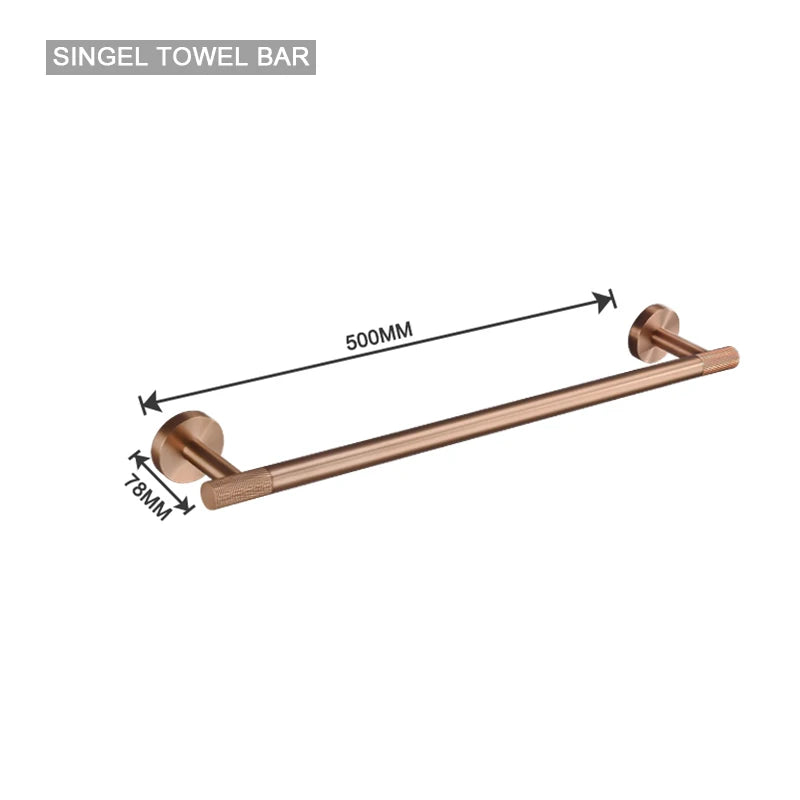 Brushed Rose Gold Accessories Set Toilet Brush Holder Toilet Paper Holder Towel Bar Rail Rack Hanger Hook Soap Dish Hardware