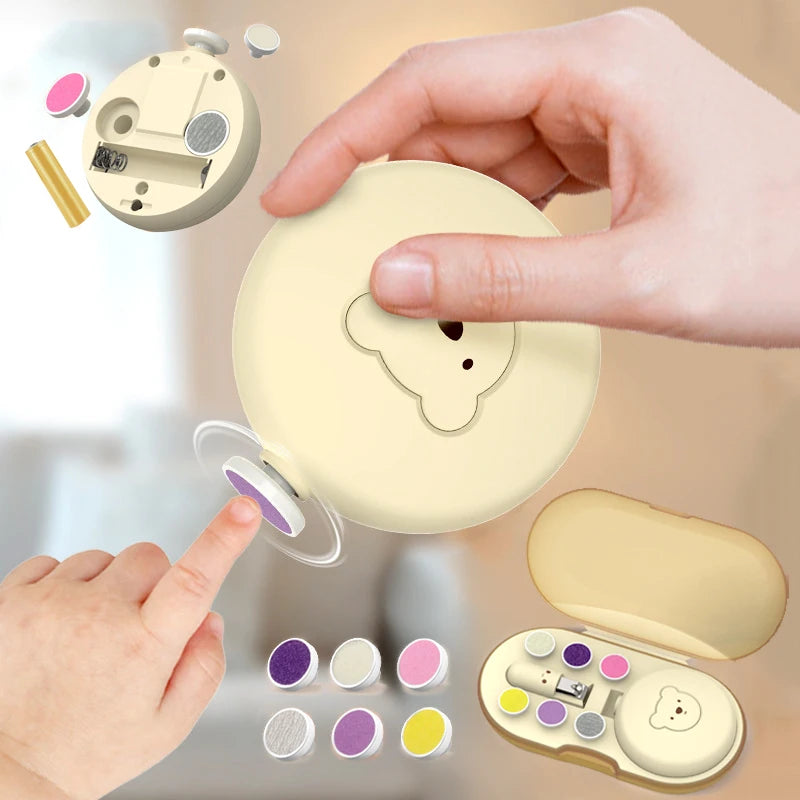 Baby Electric Nail Trimmer Kit Kid Nail Polisher Tool Baby Care Manicure Set Easy Trim Nail Filer Clippers For Newborn