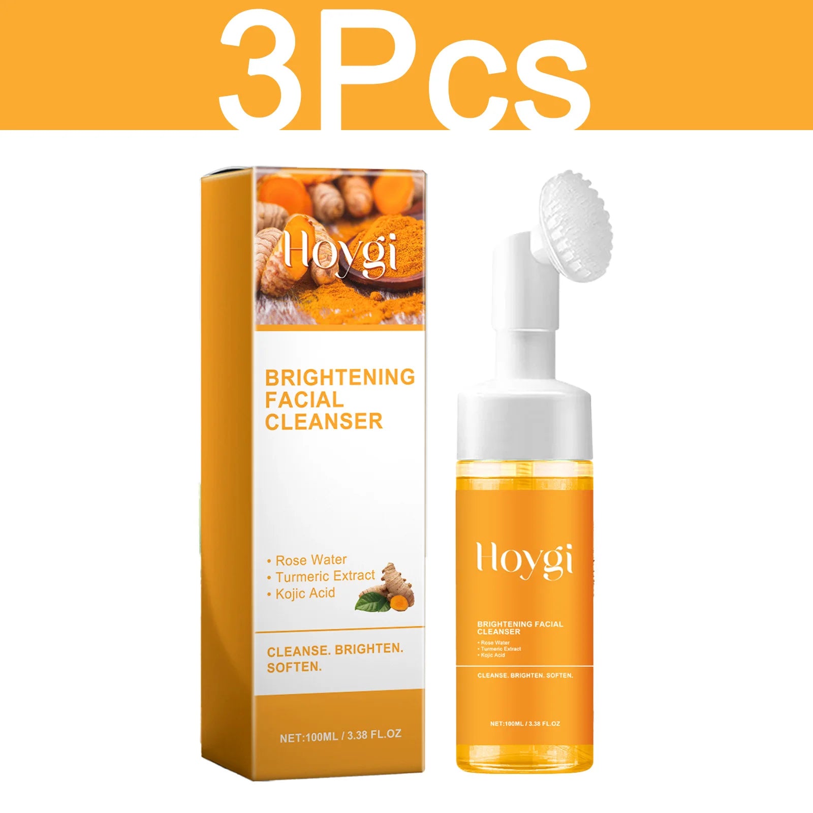 HOYGI Turmeric Cleanser Foam Deep Cleansing Blackheads Removal Moisturizing Shrink Pores Oil Control Skin Purifying Care 100ml