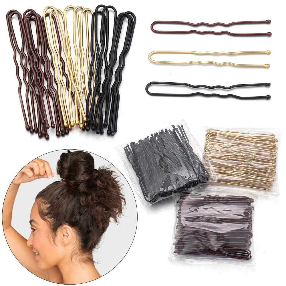 50pcs 5cm Hair Pins Metal U Shape Hairpins For Women Girls Headpiece Wedding Bride Head Jewelry Decor Headwear Hair Accessories