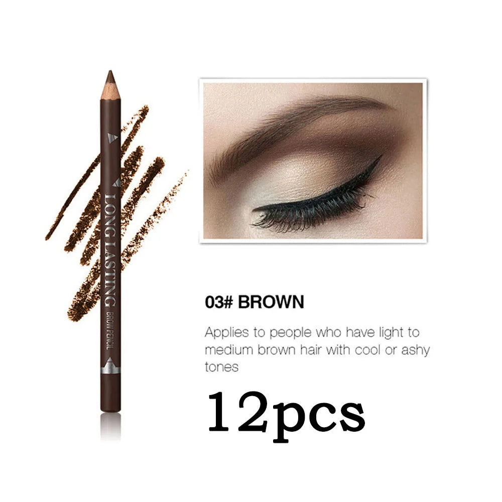6pcs MENOW 3 Colors Long Lasting Waterproof Eyebrow Pencils Double Use Wooden Pole Eyeliner Permanent Makeup Tattoo Accessories