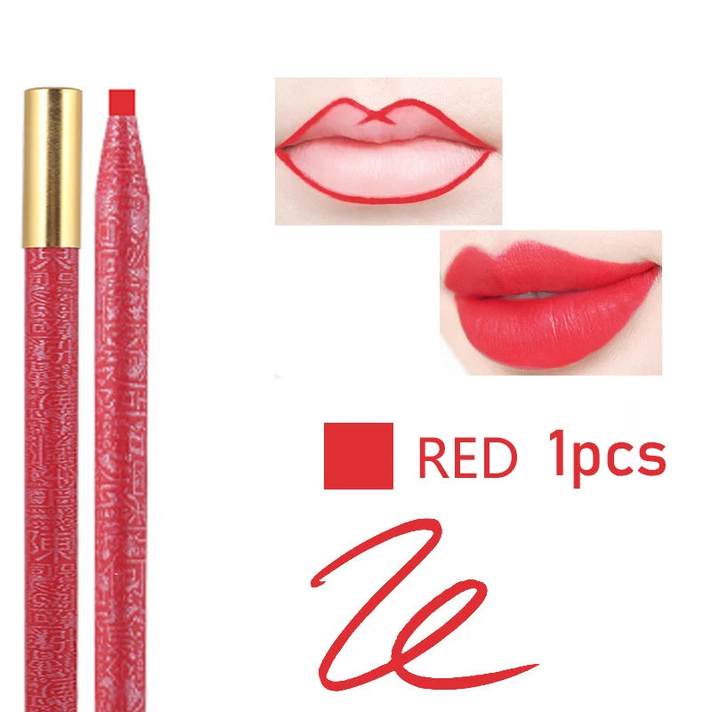 Long Lasting Waterproof  Eyebrow Pencils Peel Off  Red Lip Pencil Set For Microblading Permanent Makeup Pen Eye Liner Gel Pen
