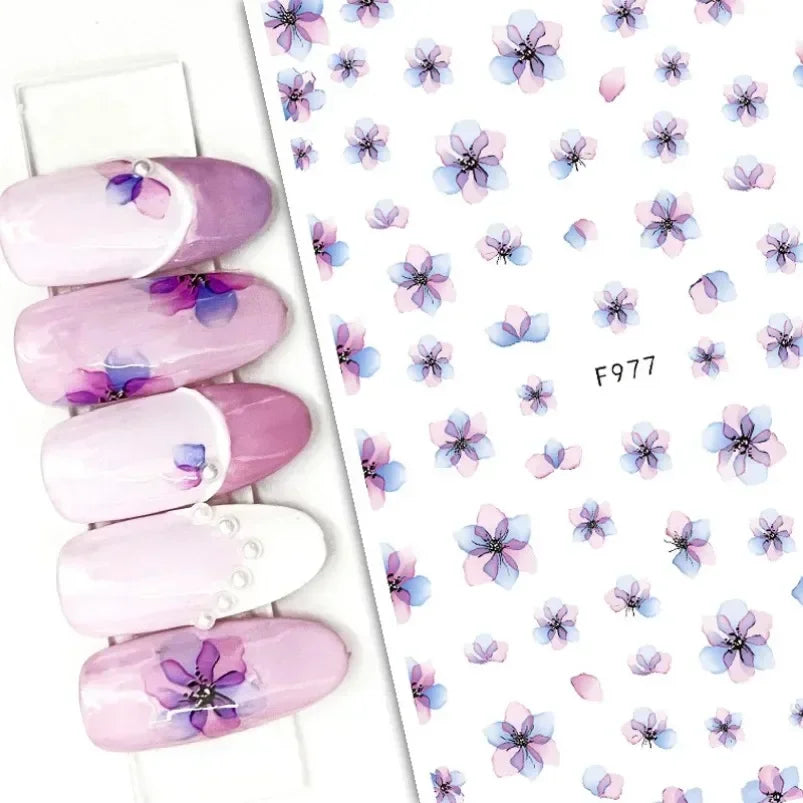 Cherry Blossom 3D Nail Stickers White Flower Petals Nail Art Decals Elegant Wedding Design Spring Sakura Manicure Slider Decor