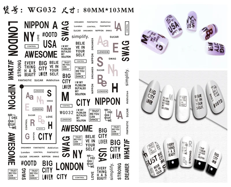 New Roman 26 English Alphabet Number 3D Self-adhesive Nail Art Decal Sticker Word Small Letter Nail Tattoos Decal Stickers