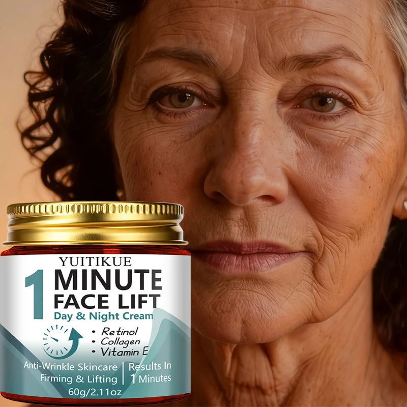 YUITIKUE 1 Minute Face Lift Cream 60g - Day & Night, Anti-Wrinkle & Firms, 24H Moisturizing, for Sensitive Skin