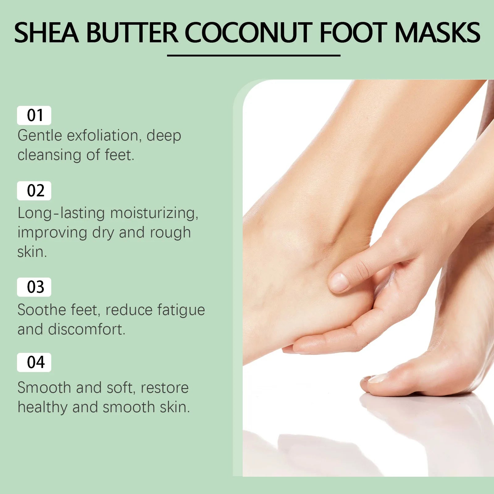 5PCS Coconut Foot Mask Peeling Spa Socks Smooth Dead Skin Remover Anti Crack Exfoliating Moisturizing Sea Salt Foot Patch Spa
