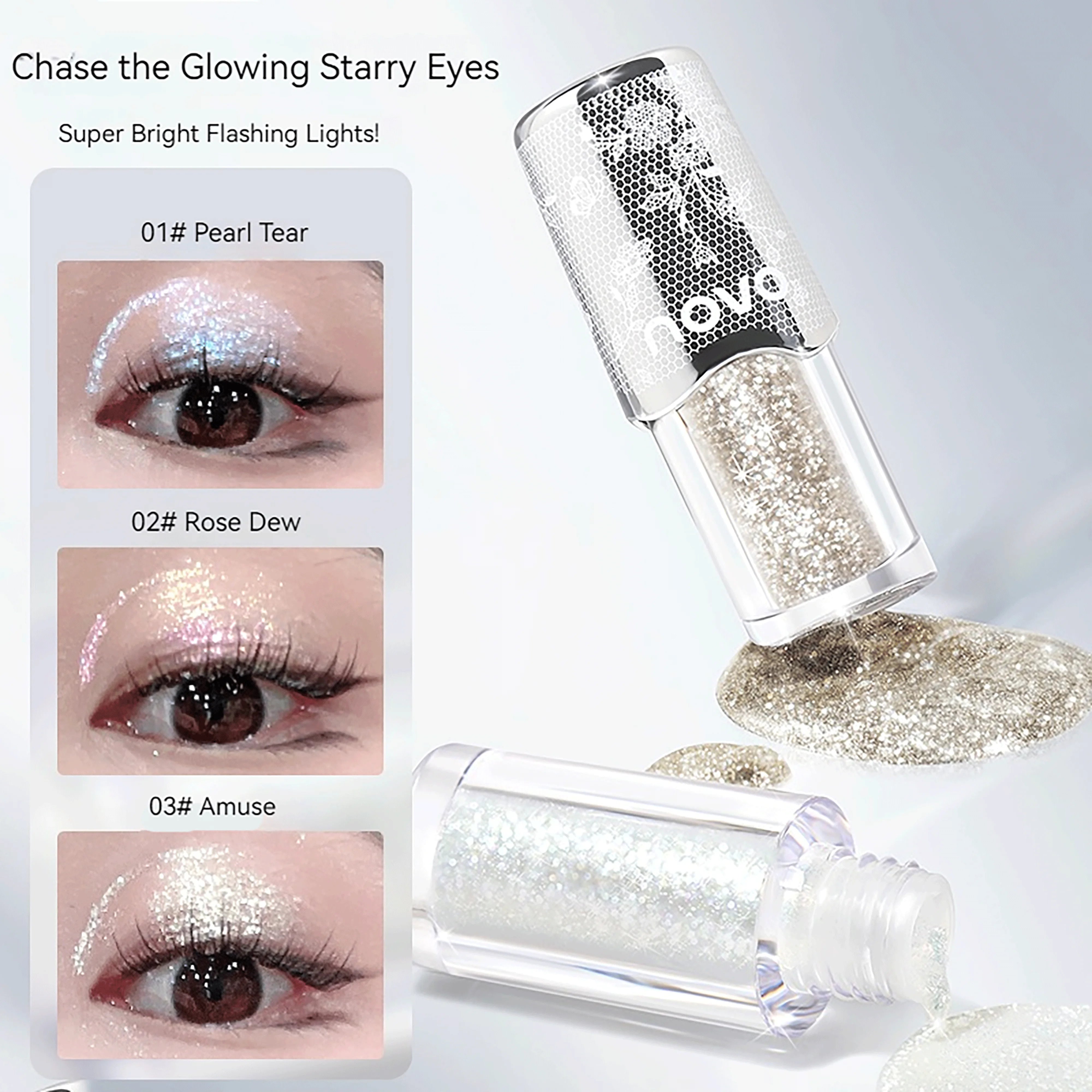 NOVO Fine Shimmer Liquid Highlighter, suitable for everyday wear, parties, Christmas and New Year celebrations.