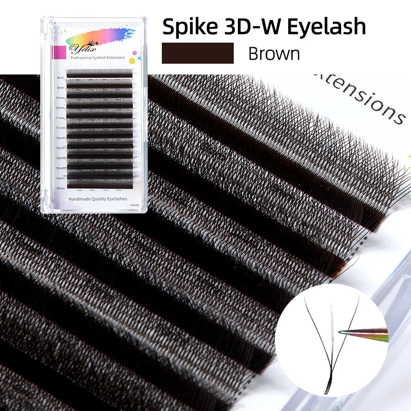 Yelix New Premade Spikes Eyelash Extension Black Purple Spike 3D-W Lash Extensions Supplies Fluffy Volume Fans Individual Lashes