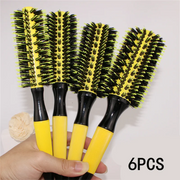 Professional 1/6pcs Boar Bristle Wooden Hair Comb Round Hair Brush Curling Combs Woman Hair Curlerl Hairdresser Styling Tool