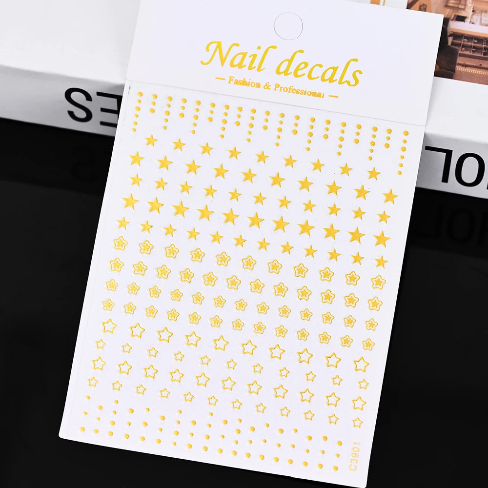 1pcs Star-Themed Nail Art Stickers 3D Self-Adhesive Plastic Decals With Glitter Finish Anime Rectangle Shape Ideal For DIY Nails