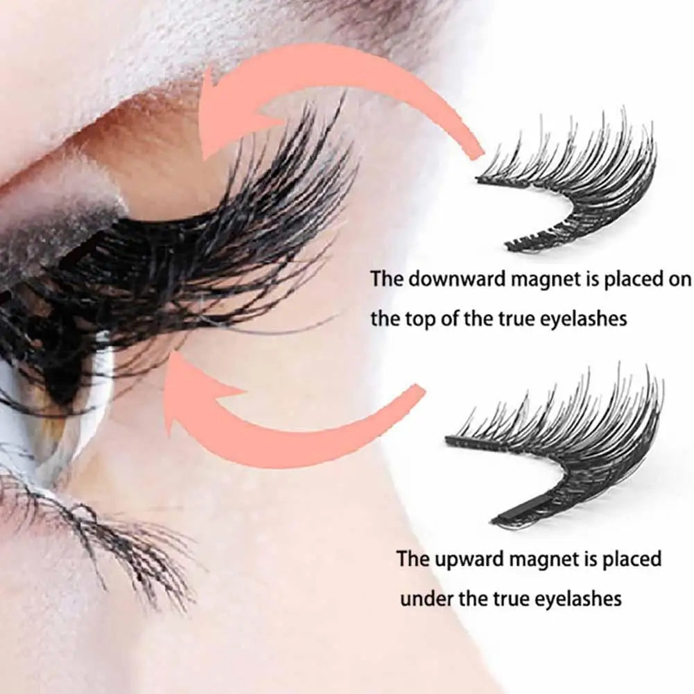3D Natural Magnetic Eyelashes,With 5 Magnetic Lashes Eyelashes Handmade False Gift Reusable Magne T6N2