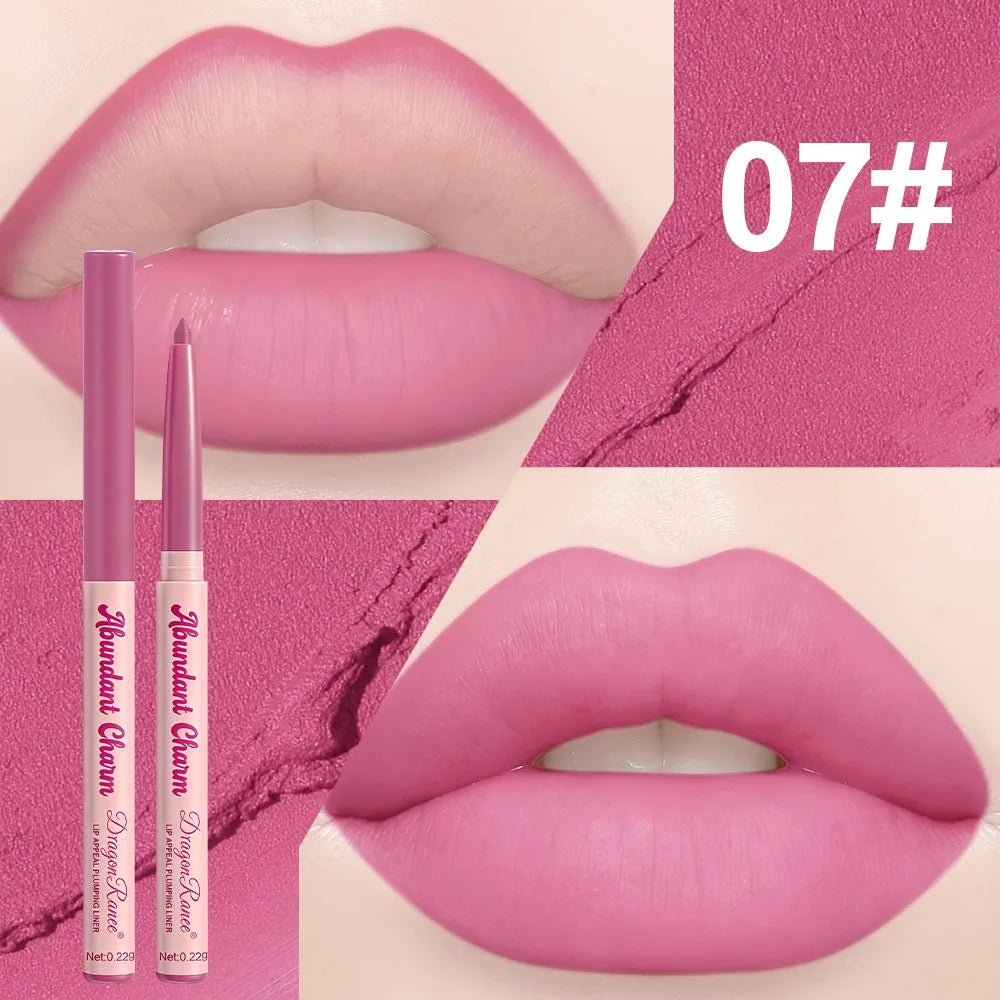 Long-Lasting Waterproof Matte Nude Lip Liner Lisptick Pen High Pigmentation Retractable Smooth Application Makeup Cosmetics